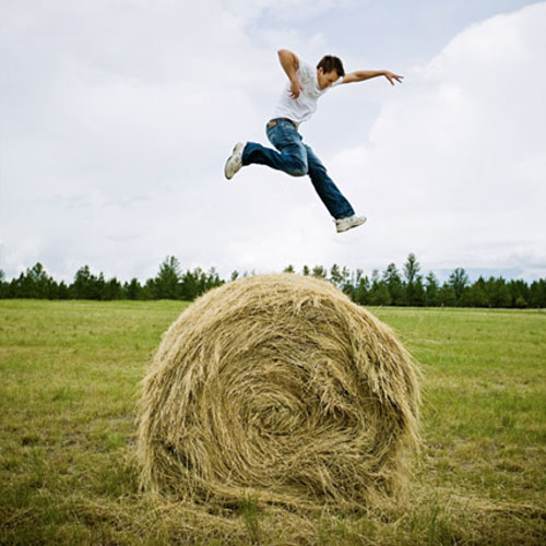 Jumping over a haystack