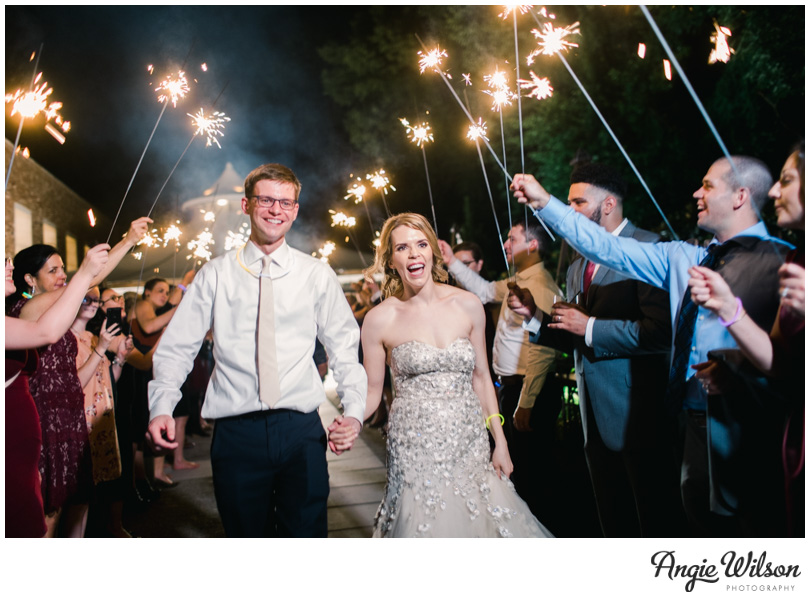 Apiary Lexington wedding sparkler exit bride groom