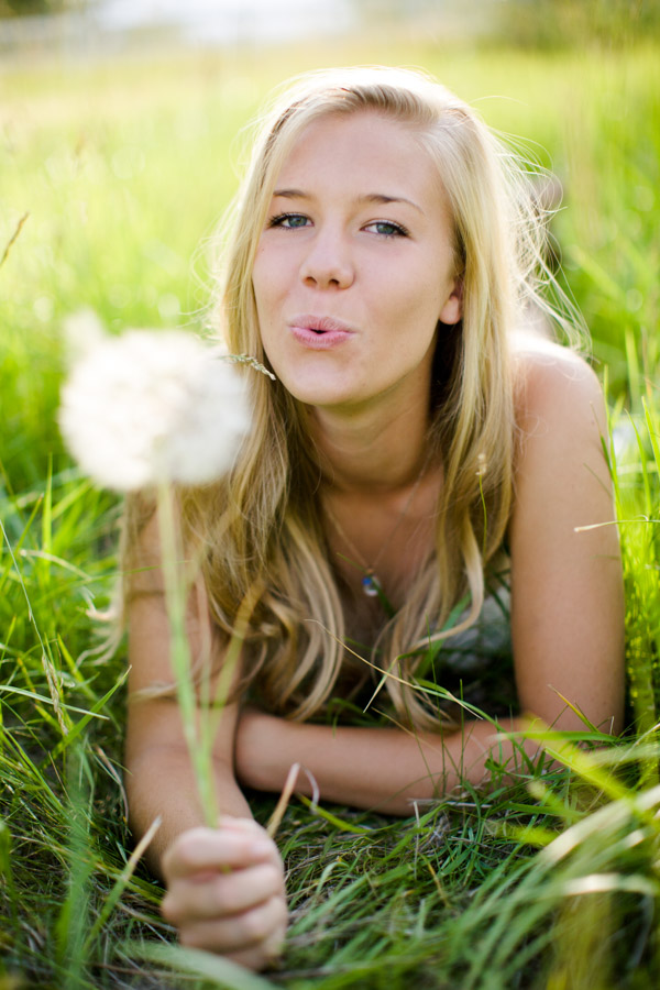 High School Senior Photo with Dandelion
