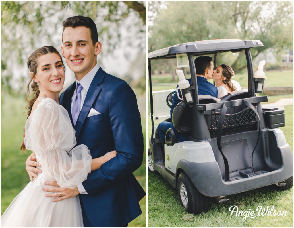 Colorado Bride and Groom in a Golf Cart