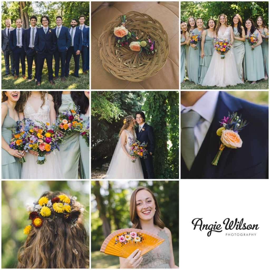 Wedding party photos at the Lyons Farmette
