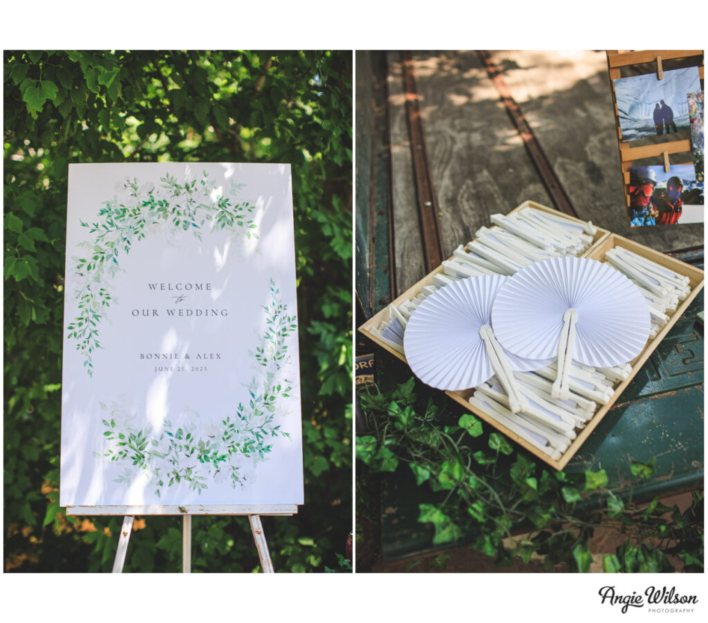 wedding welcome sign at the Lyons Farmette