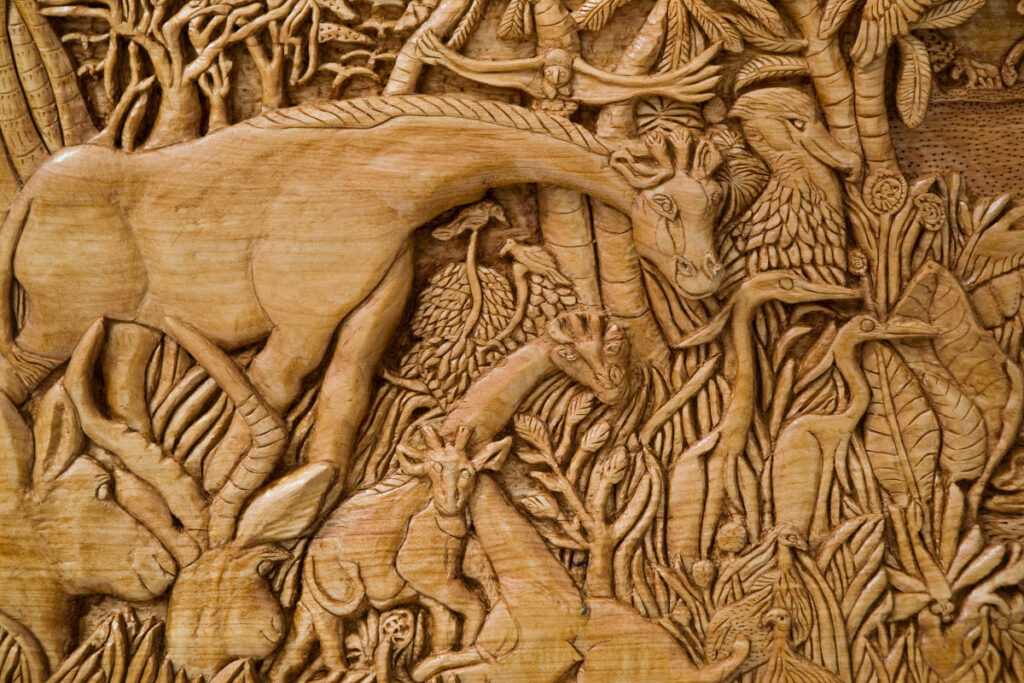 animal wood carving editorial image