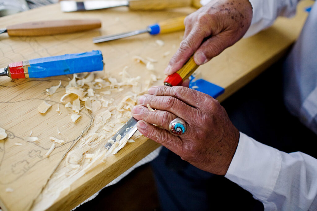 wood carving editorial photography